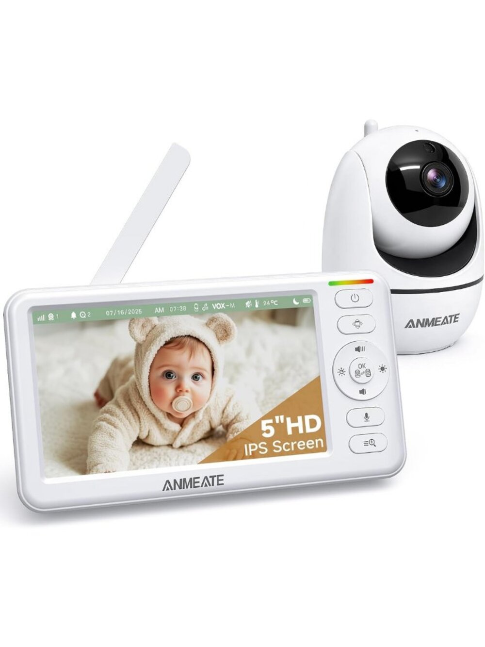5” HD Video Baby Monitor with Camera & Two-Way Audio - Night Vision, Portable